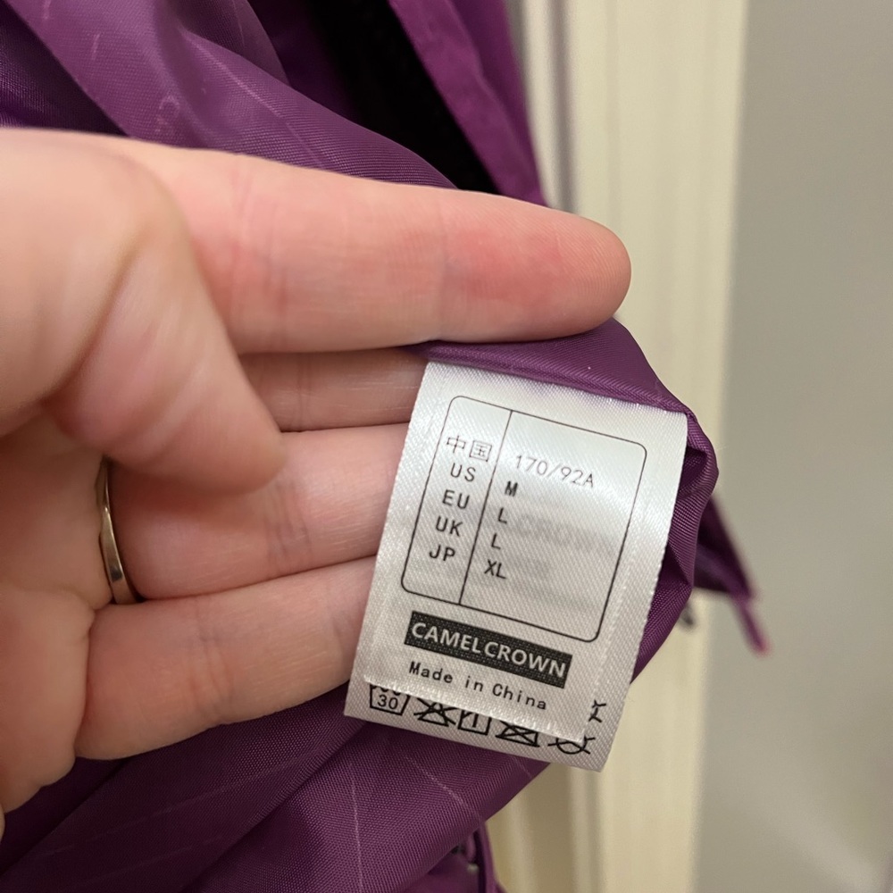 Camel Crown Purple Hooded Rain Jacket - Picture 11 of 13